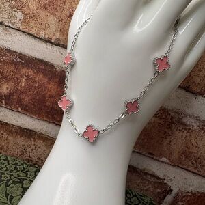 Stainless Steel Pink Clover Bracelet NEW